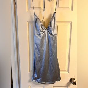 garage satin blue/grey dress